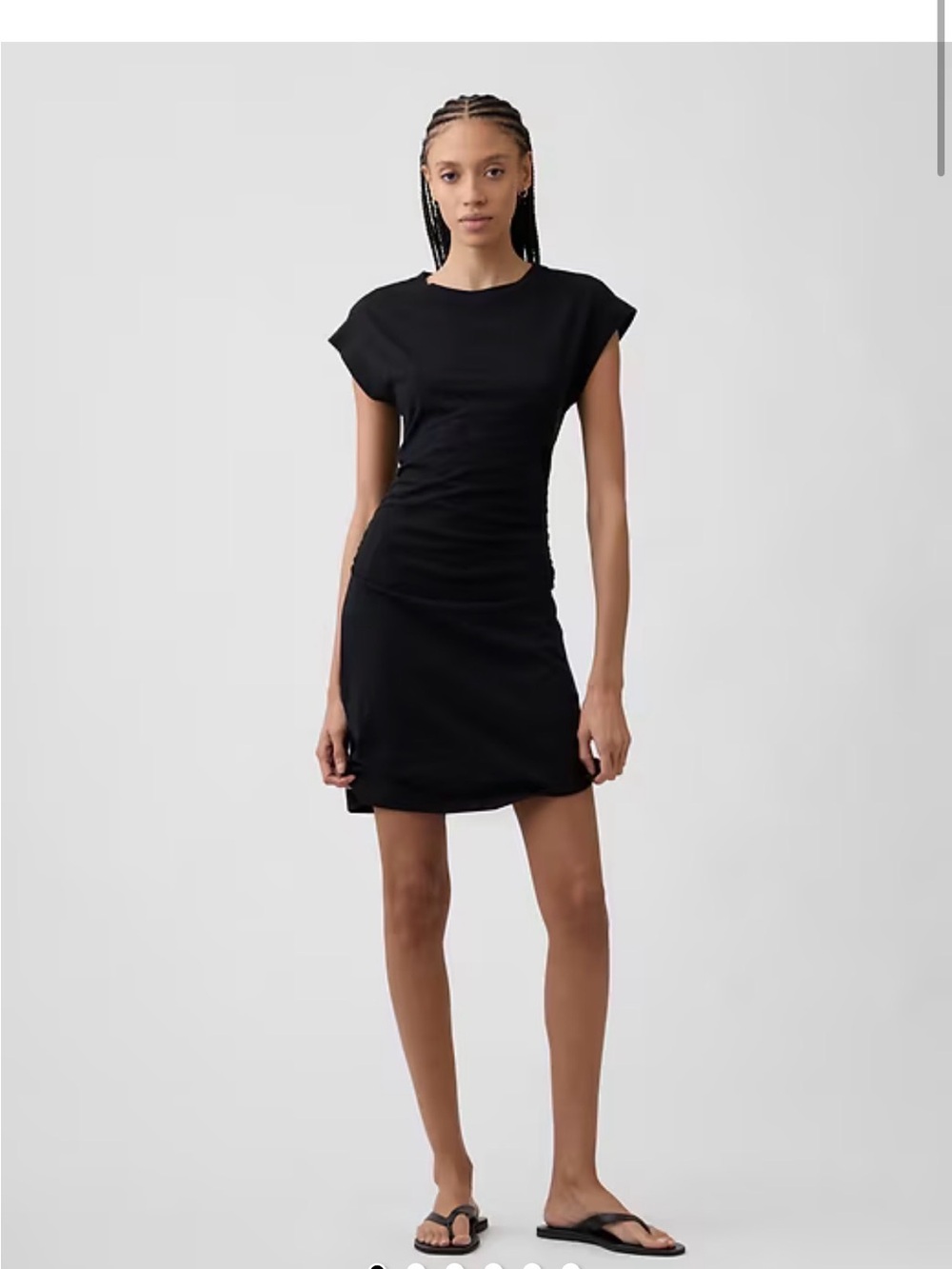 GAP Factory Black Cap-Sleeve Ruched Mini Dress